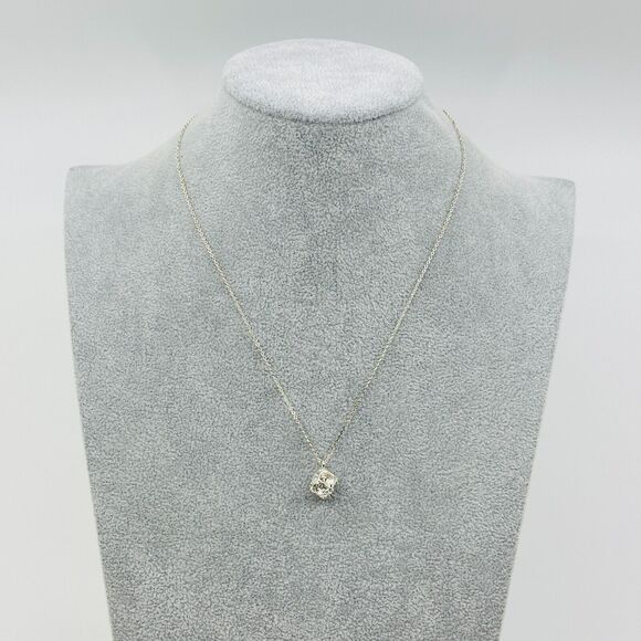 Avon Necklace Rhinestone Cube Prong Set Silver Tone 20" Minimalist Jewelry - Picture 1 of 9